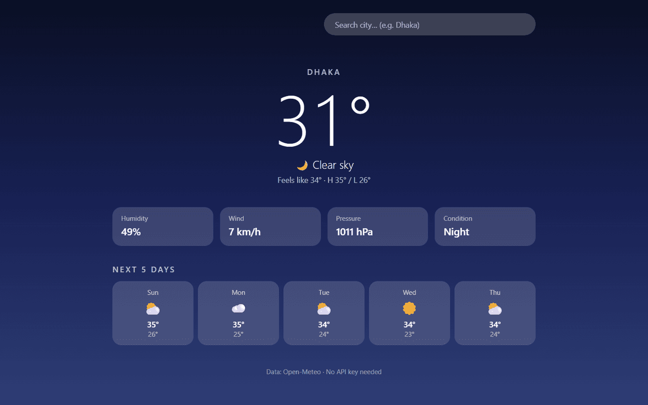 Ajker Akash — Weather Dashboard screenshot